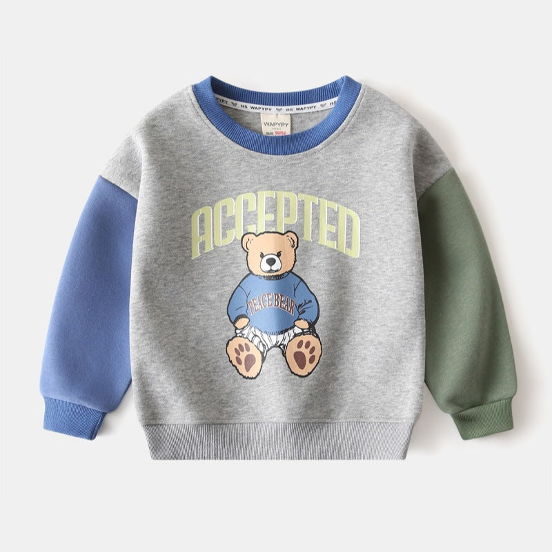 Boys Long Sleeve Sweatshirt | Cartoon Print Color Block Design | Ages 3-8 | 90-140cm Knit