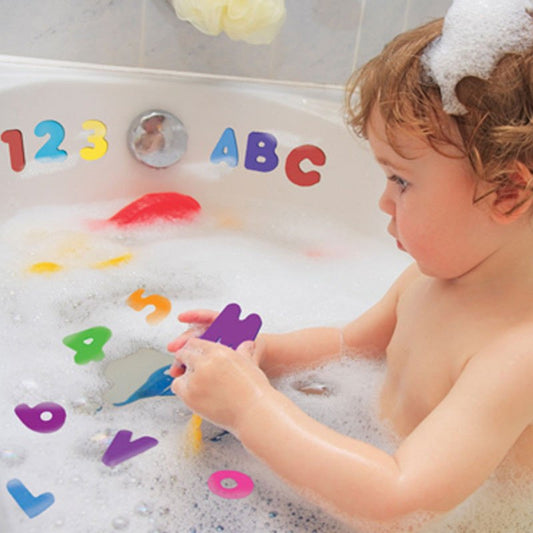 Baby Bath Toys | Alphabet & Number Foam Stickers 36pcs | Educational Bath Toy