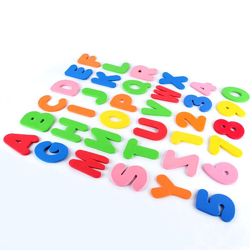 Baby Bath Toys | Alphabet & Number Foam Stickers 36pcs | Educational Bath Toy
