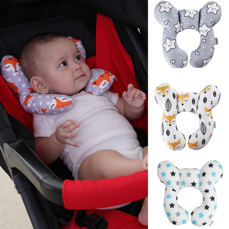 Baby Head Support Pillow U-Shaped Neck & Head Protection Cushion for Newborns Stroller Car Seat