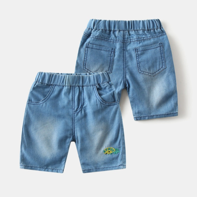 Boys Denim Shorts | Korean Style Animal Print Elastic Waist | Ages 3-8 | 90-130cm Summer