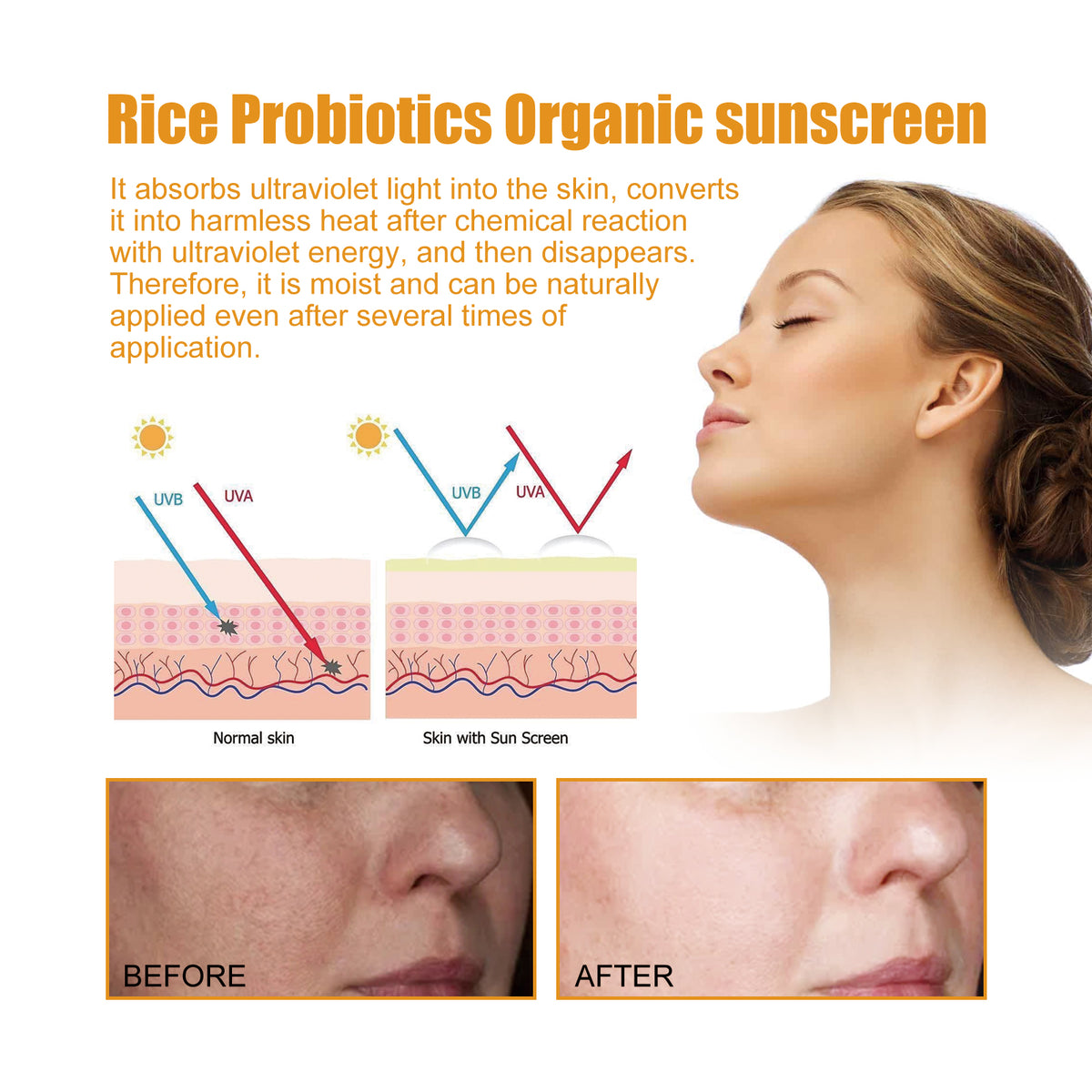 Organic Rice Cream | UV Protection & Moisturizing Sunscreen