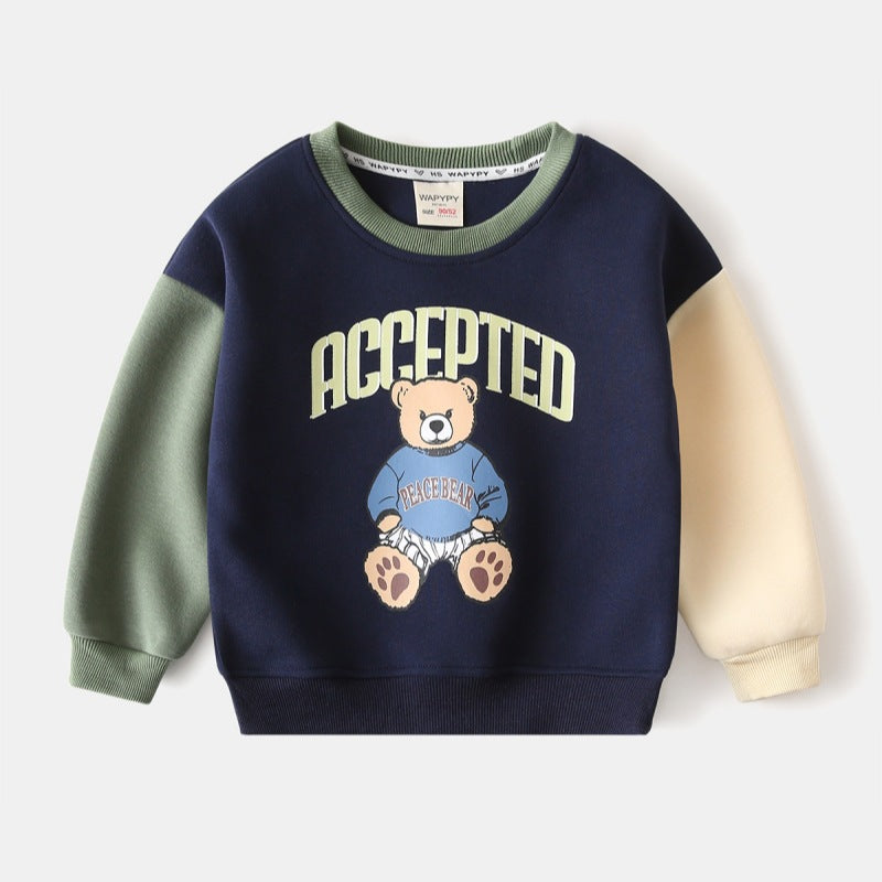 Boys Long Sleeve Sweatshirt | Cartoon Print Color Block Design | Ages 3-8 | 90-140cm Knit