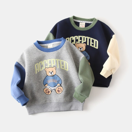 Boys Long Sleeve Sweatshirt | Cartoon Print Color Block Design | Ages 3-8 | 90-140cm Knit
