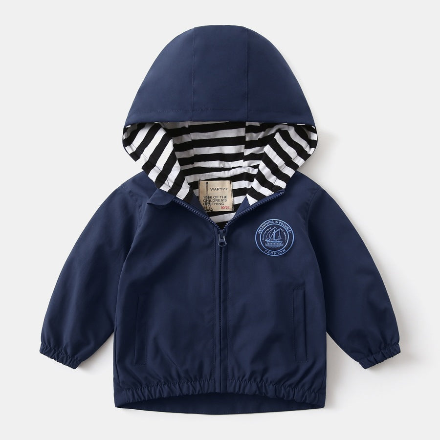 Kids Hooded Jacket | Korean Style Alphabet Print Polyester | Ages 3-8 | 90-130cm Unisex