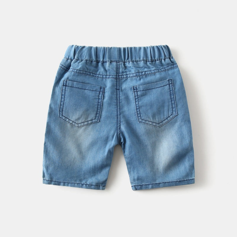 Boys Denim Shorts | Korean Style Animal Print Elastic Waist | Ages 3-8 | 90-130cm Summer