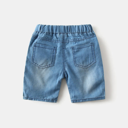 Boys Denim Shorts | Korean Style Animal Print Elastic Waist | Ages 3-8 | 90-130cm Summer