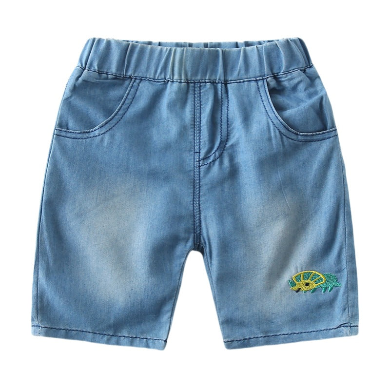 Boys Denim Shorts | Korean Style Animal Print Elastic Waist | Ages 3-8 | 90-130cm Summer
