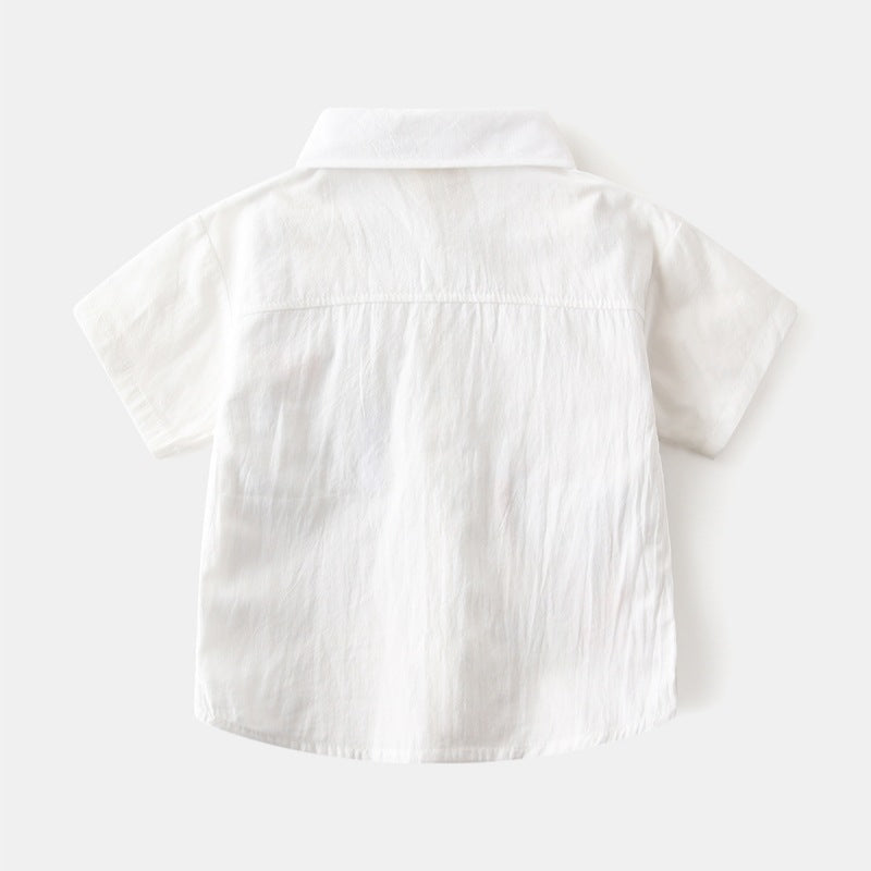 Boys Short Sleeve Shirt | Korean Style Cotton Casual | Ages 3-8 | 90-140cm Summer