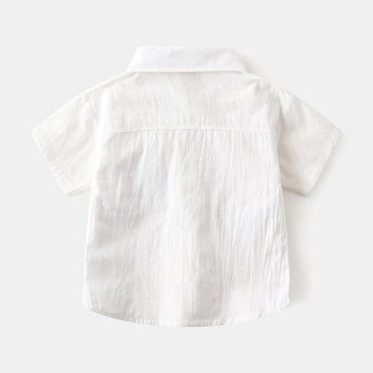 Boys Short Sleeve Shirt | Korean Style Cotton Casual | Ages 3-8 | 90-140cm Summer
