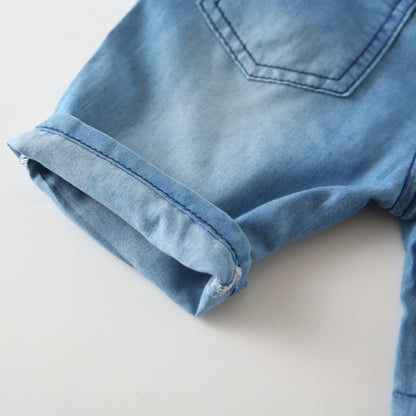 Boys Denim Shorts | Korean Style Animal Print Elastic Waist | Ages 3-8 | 90-130cm Summer