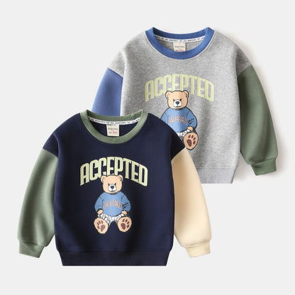 Boys Long Sleeve Sweatshirt | Cartoon Print Color Block Design | Ages 3-8 | 90-140cm Knit