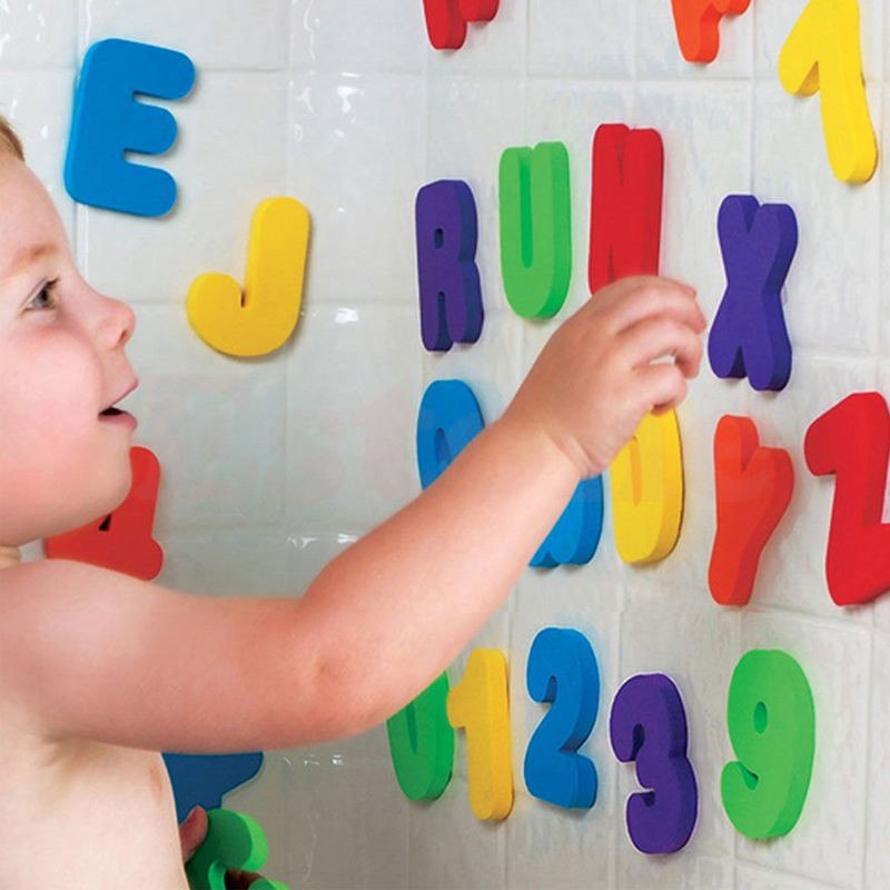 Baby Bath Toys | Alphabet & Number Foam Stickers 36pcs | Educational Bath Toy