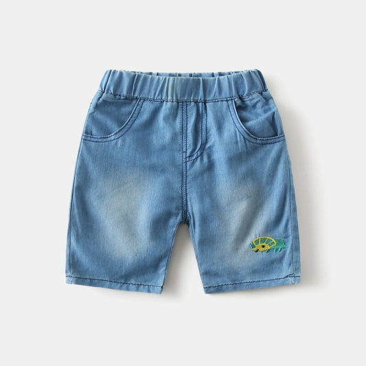 Boys Denim Shorts | Korean Style Animal Print Elastic Waist | Ages 3-8 | 90-130cm Summer