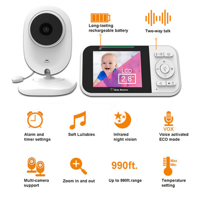Baby Monitor 2.8" Screen | Wireless Night Vision Camera